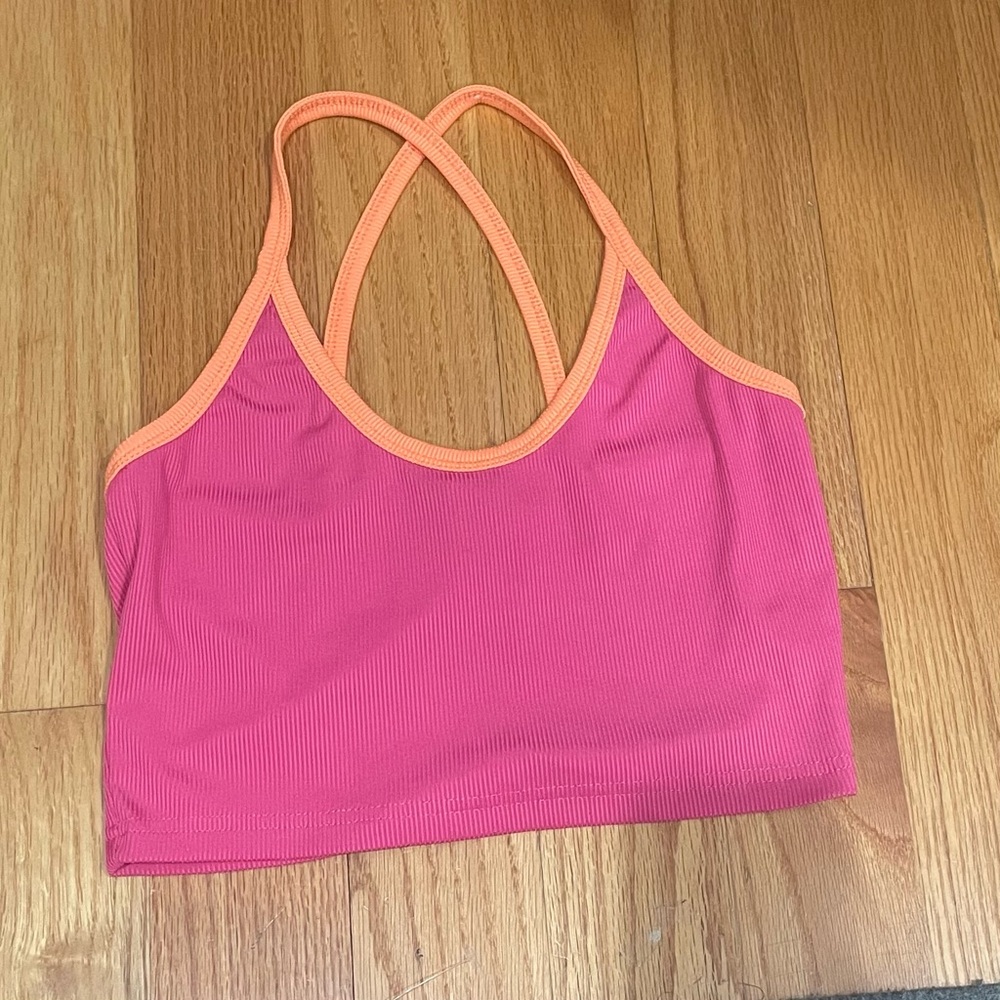 SHEIN Pink and Orange Ribbed Top